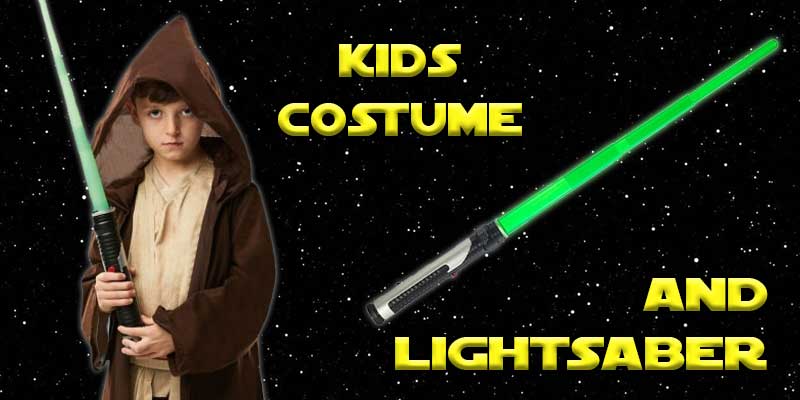Child Jedi Robe Costume and Lightsaber Bundle
